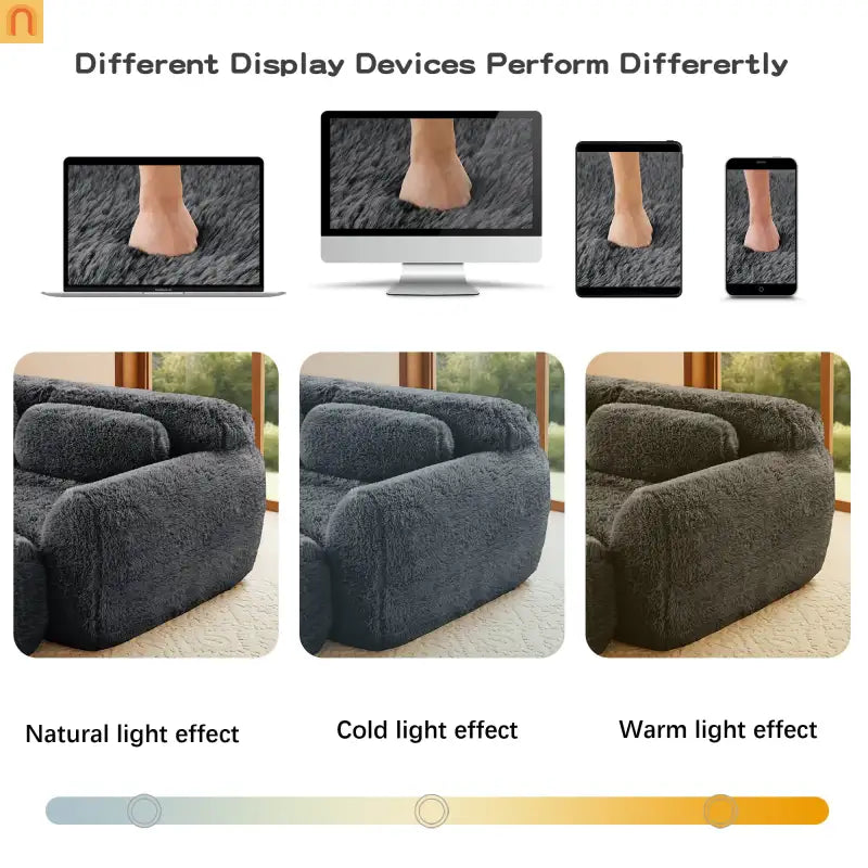 Sectional Sofa Modular Dark Grey Plush Fabric 114 Inch