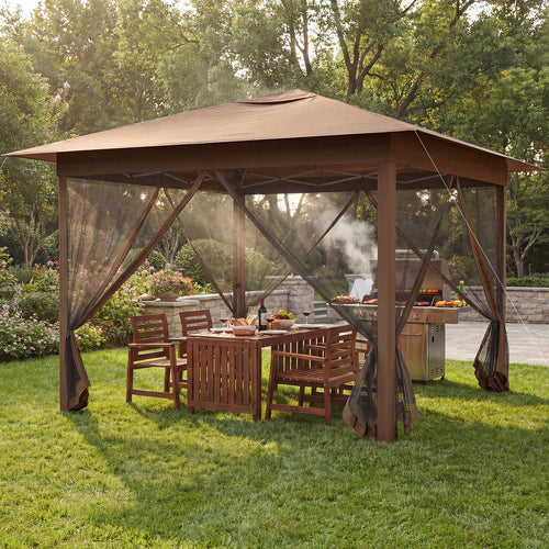 11.5 x 11.5 FT Pop-up Canopy Instant One-Person Setup with Mesh Screen Netting