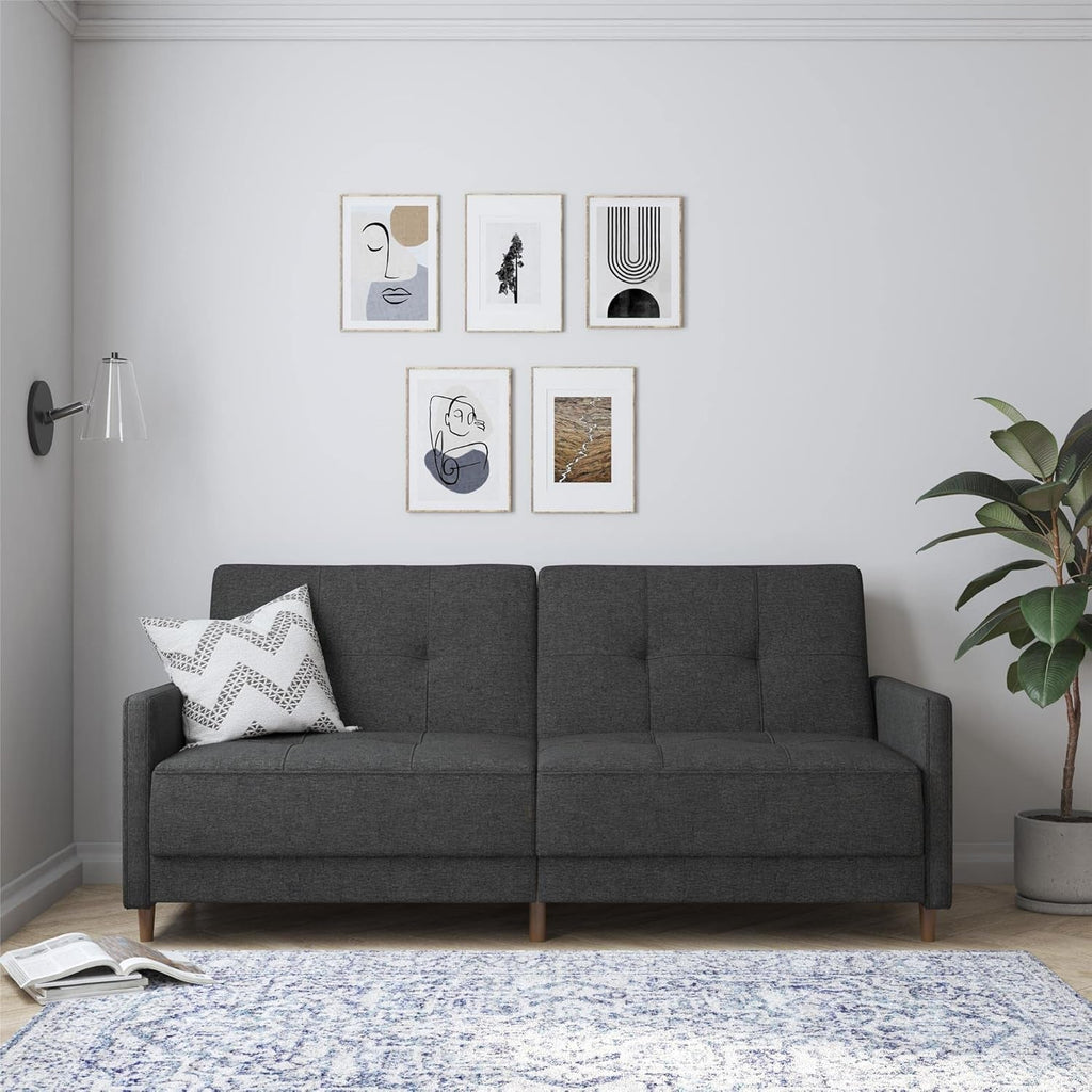 Contemporary Upholstered 76 Inch Grey Sleeper Sofa