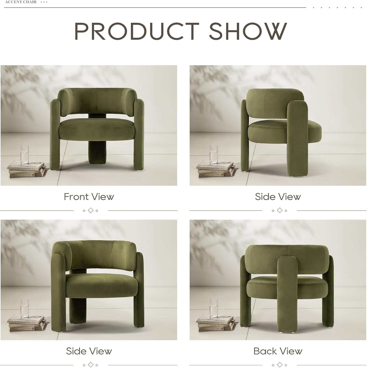 Velvet Green Barrel Armchairs Set Of 2 For Living Room Decor