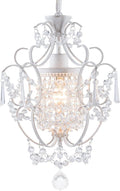 White Mini Crystal Chandelier Ceiling Light 1 Light Fixture