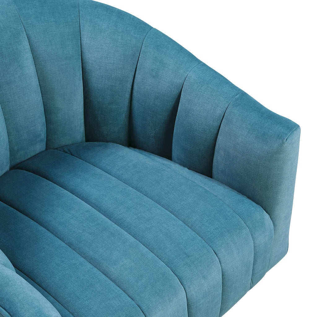 Dark Teal Velvet Accent Chair Modern Luxury Living Room Furniture, 1pc Swivel Chair Comfortable Barrel Back