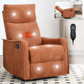 Heated Massage Recliner Chair Swivel Rocker Fabric Orange