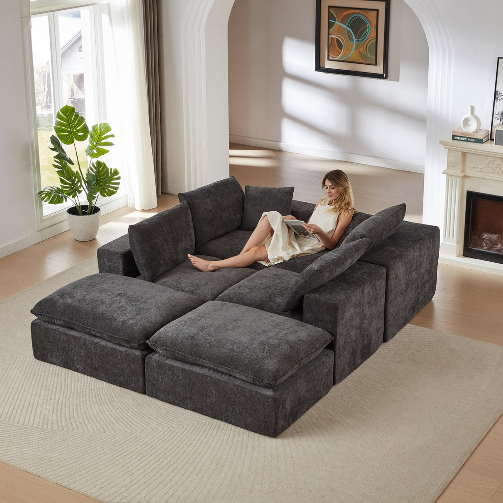 Sofa Sectional Modern Chenille Cloud Modular with Configurable Comfort