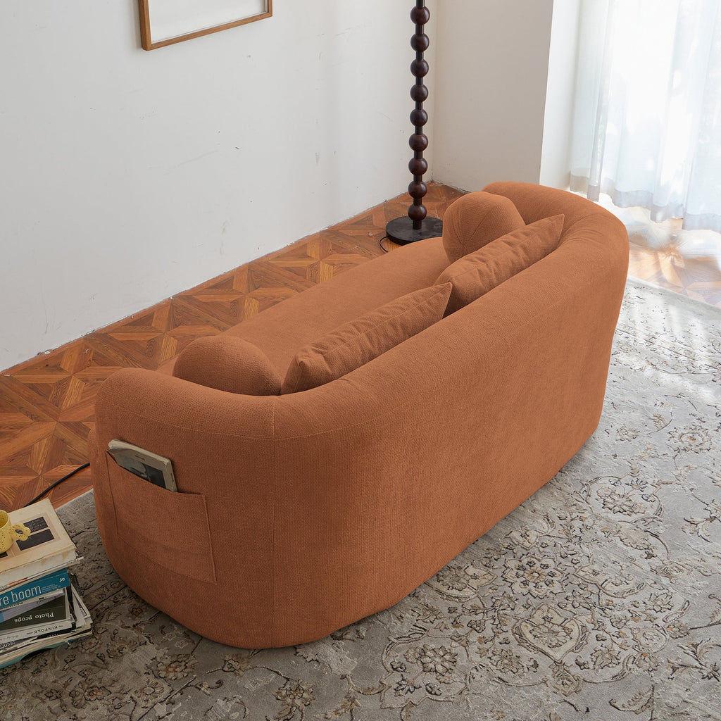 Loveseat Memory Foam Chenille Orange 2-Seat No Assembly Required 67.32 In