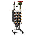 14 Bottles Wine Rack with Detachable and Lockable Wheels-Black