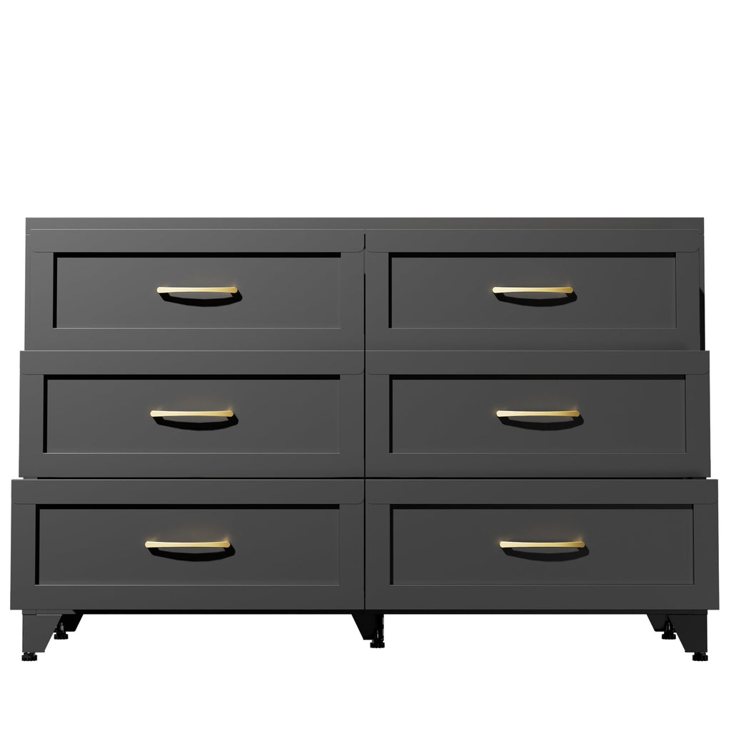 Dresser 6-Drawer Black Steel Smooth-Glide Powder Coat 47.3x15.8x30 In