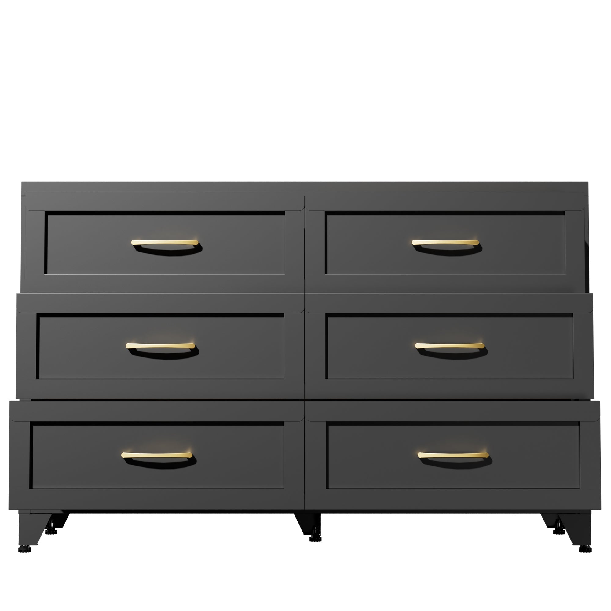 Dresser 6-Drawer Black Steel Smooth-Glide Powder Coat 47.3x15.8x30 In