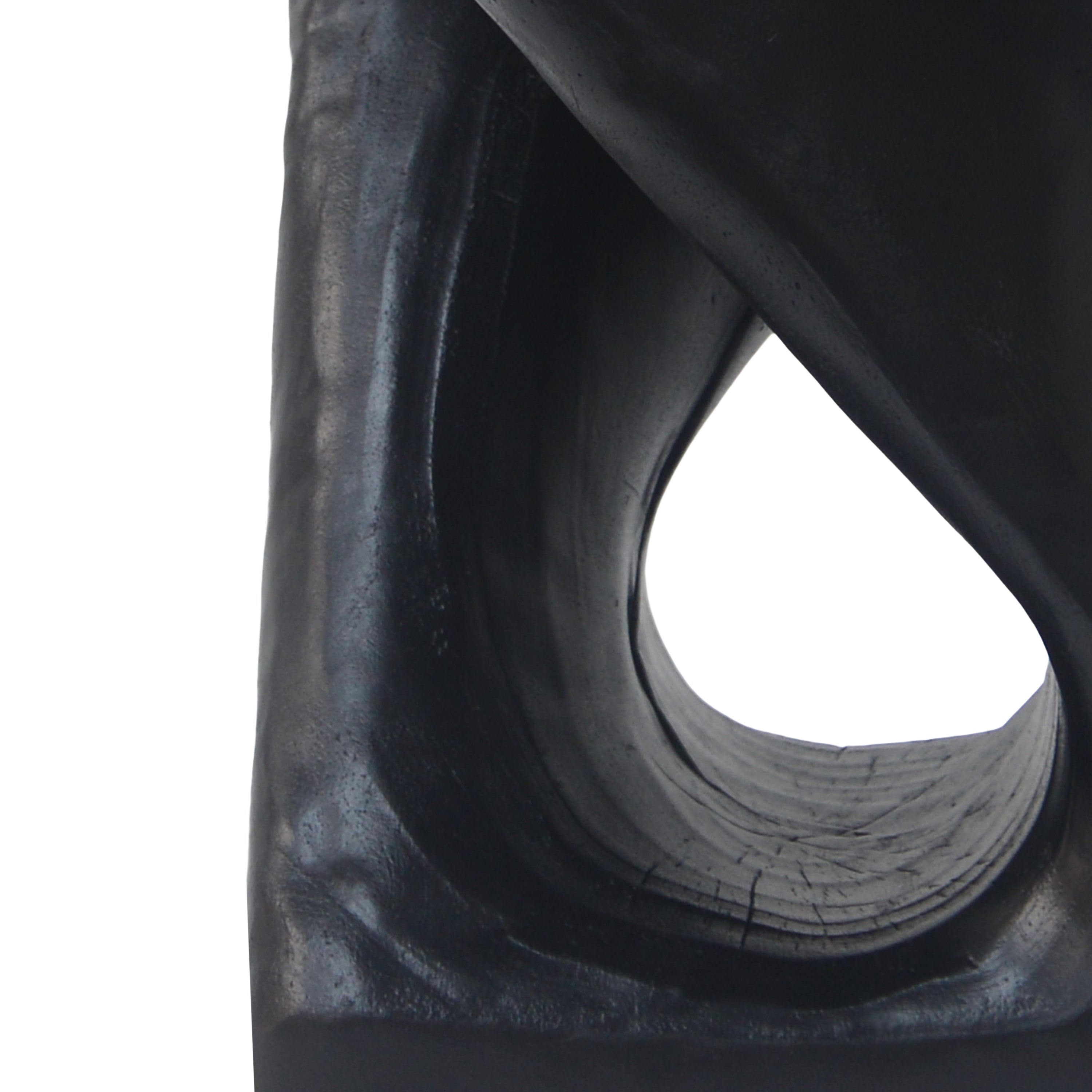 MGO Twist Shape Side Table, Wood-like Texture, Black, 11.75x11.75x16 in