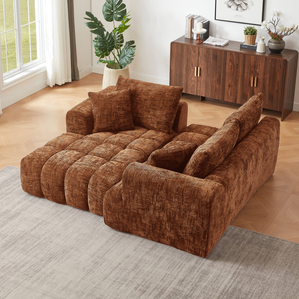 Sectional Sofa L-Shape Chenille Sleeper Oversized No Assembly Required