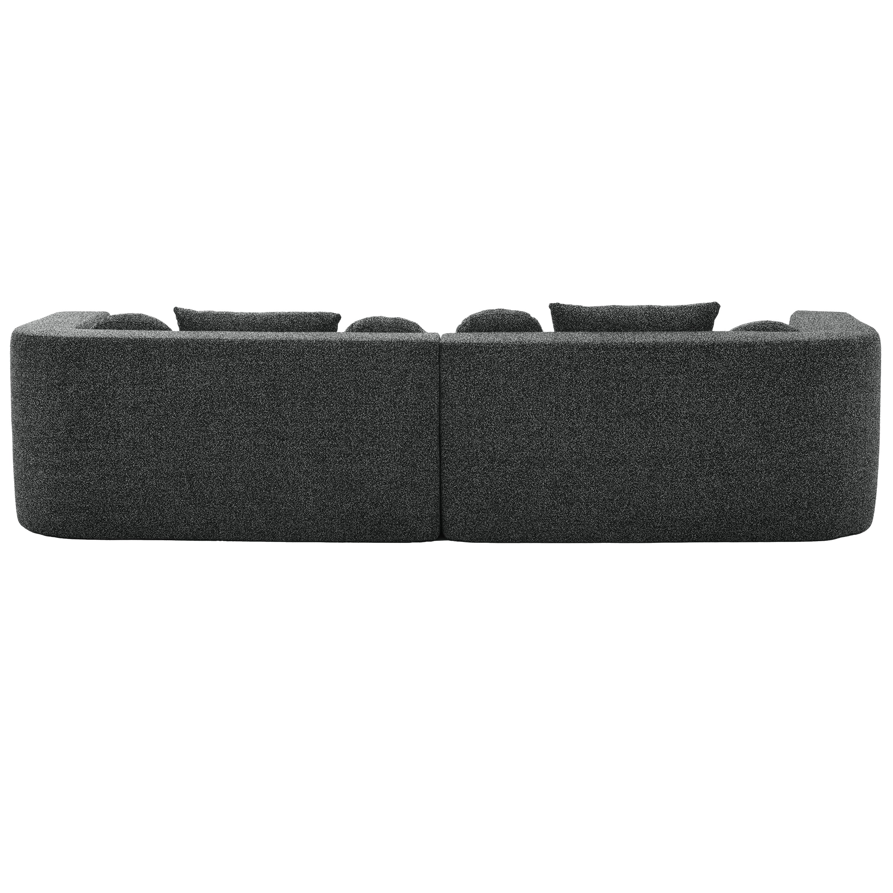 Sectional Sofa U-Shape Modular Boucle Black 6-Seat Deep Seating 114.9x64.5 In