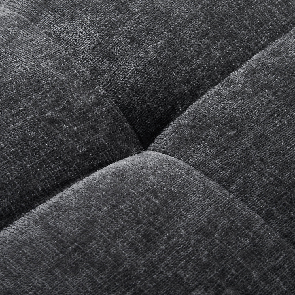 Sectional Sofa Curved L-Shape Chenille Gray 4 Seat 119 In Tufted