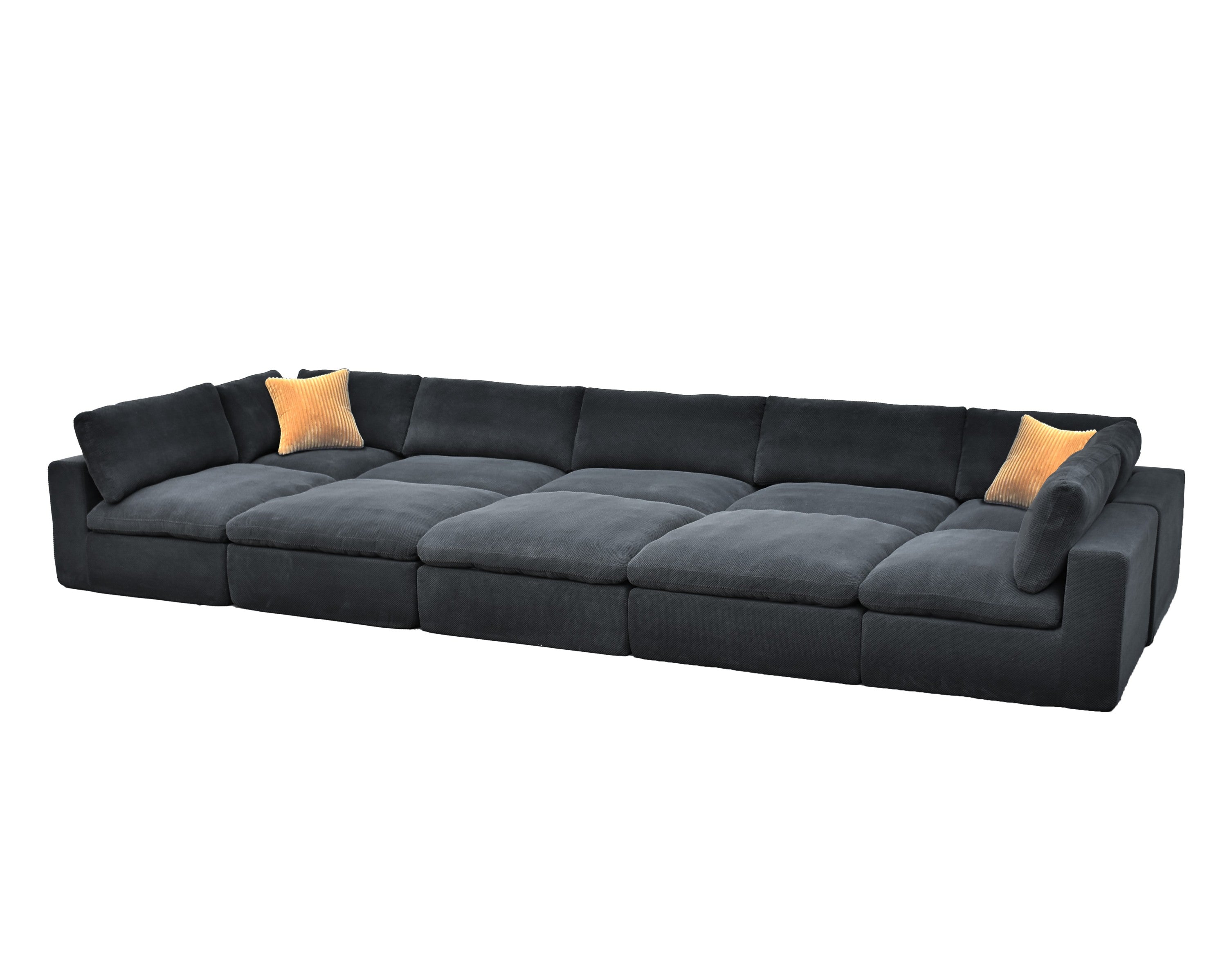 Sectional Sofa Modular Polyester Dark Gray 10 Seat 200 In