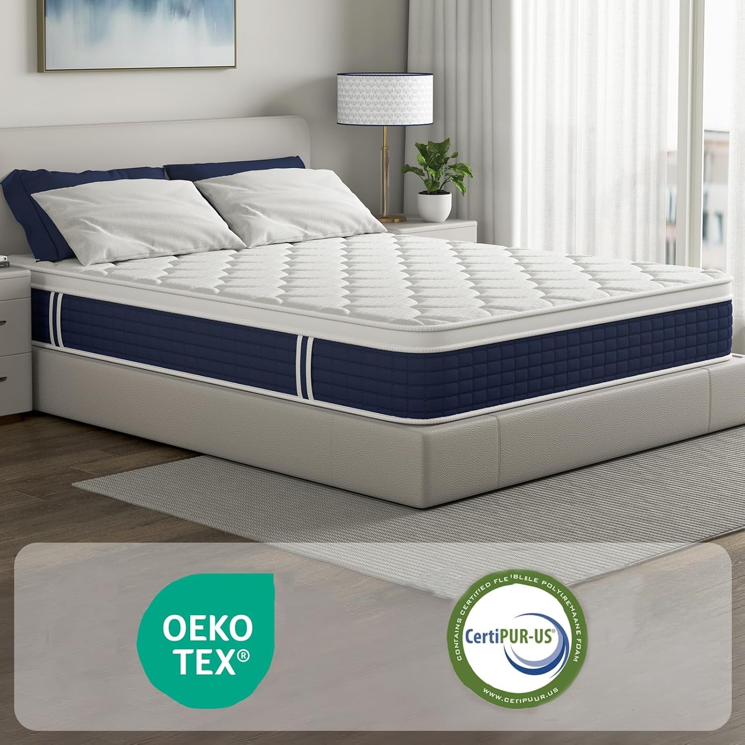 Queen Hybrid Mattress Gel Memory Foam Certipur US Certified
