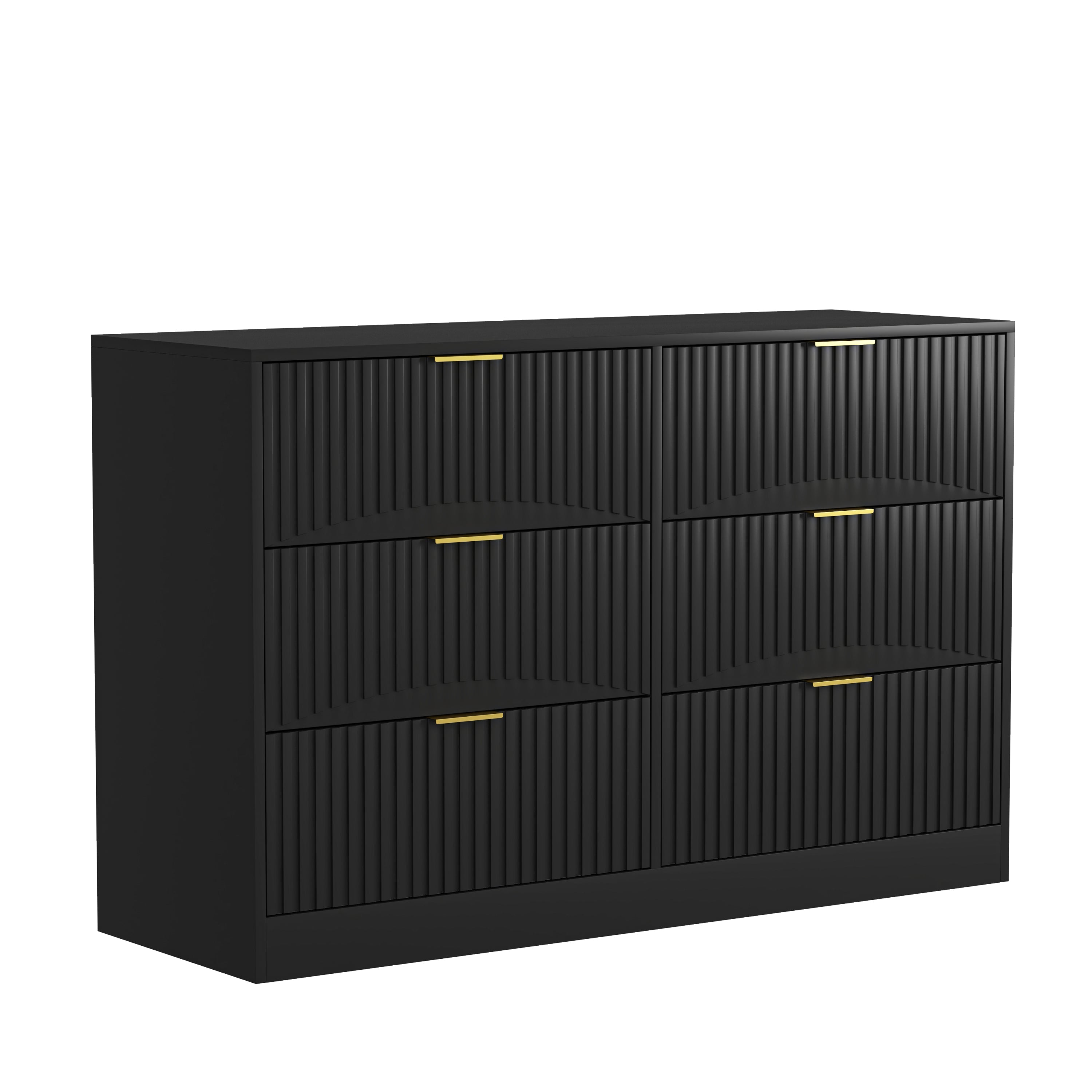 Dresser Modern 6-Drawer Black Particle Board 47.2x15.74x30.3 In