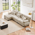 Sectional Sofa L-Shaped Chenille Light Coffee Convertible Ottoman
