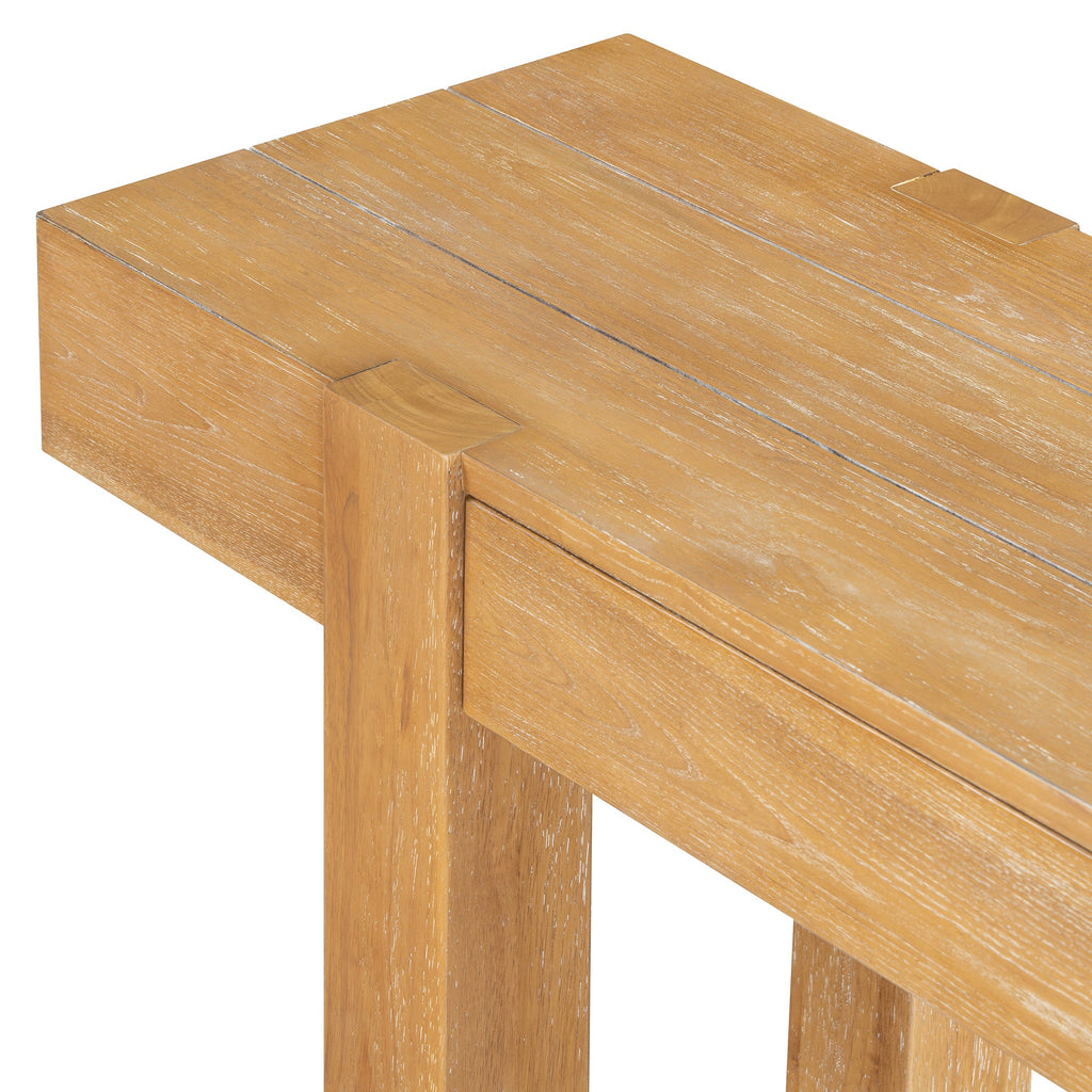 Rustic Console Table, Hidden Drawer, Side Power Outlet, Entryway Table, Natural