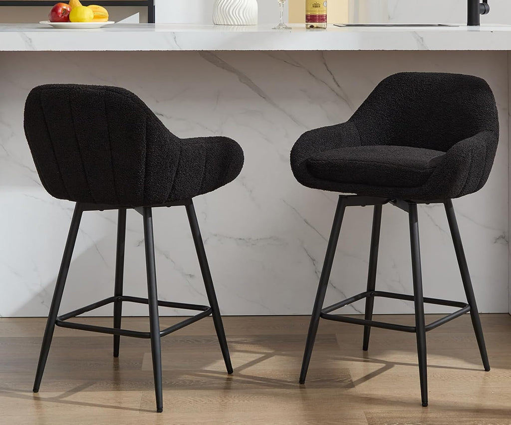 Modern Swivel Bar Stools Set of Two Comfortable Design