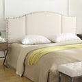 Elegant Upholstered King Size Headboard with Nailhead Trim