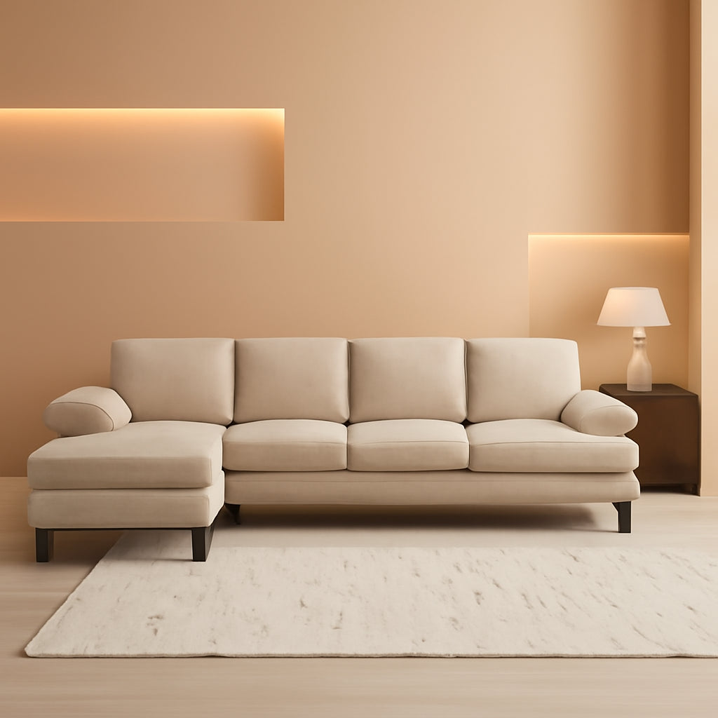 Light Khaki 110 Inch U Shape Sectional Sofa Double Chaise