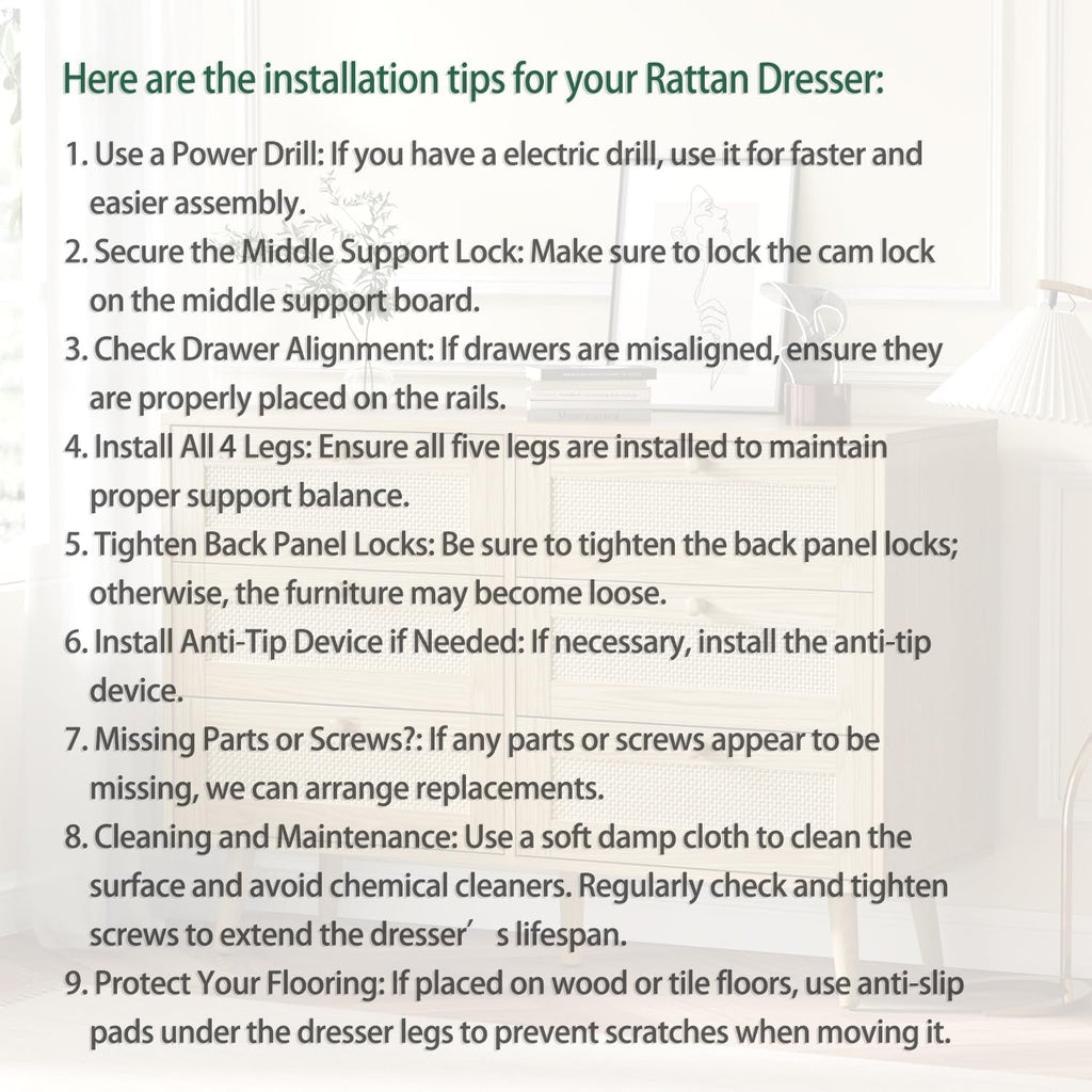 Space-Saving 3-Drawer Rattan Dresser For Bedroom Storage