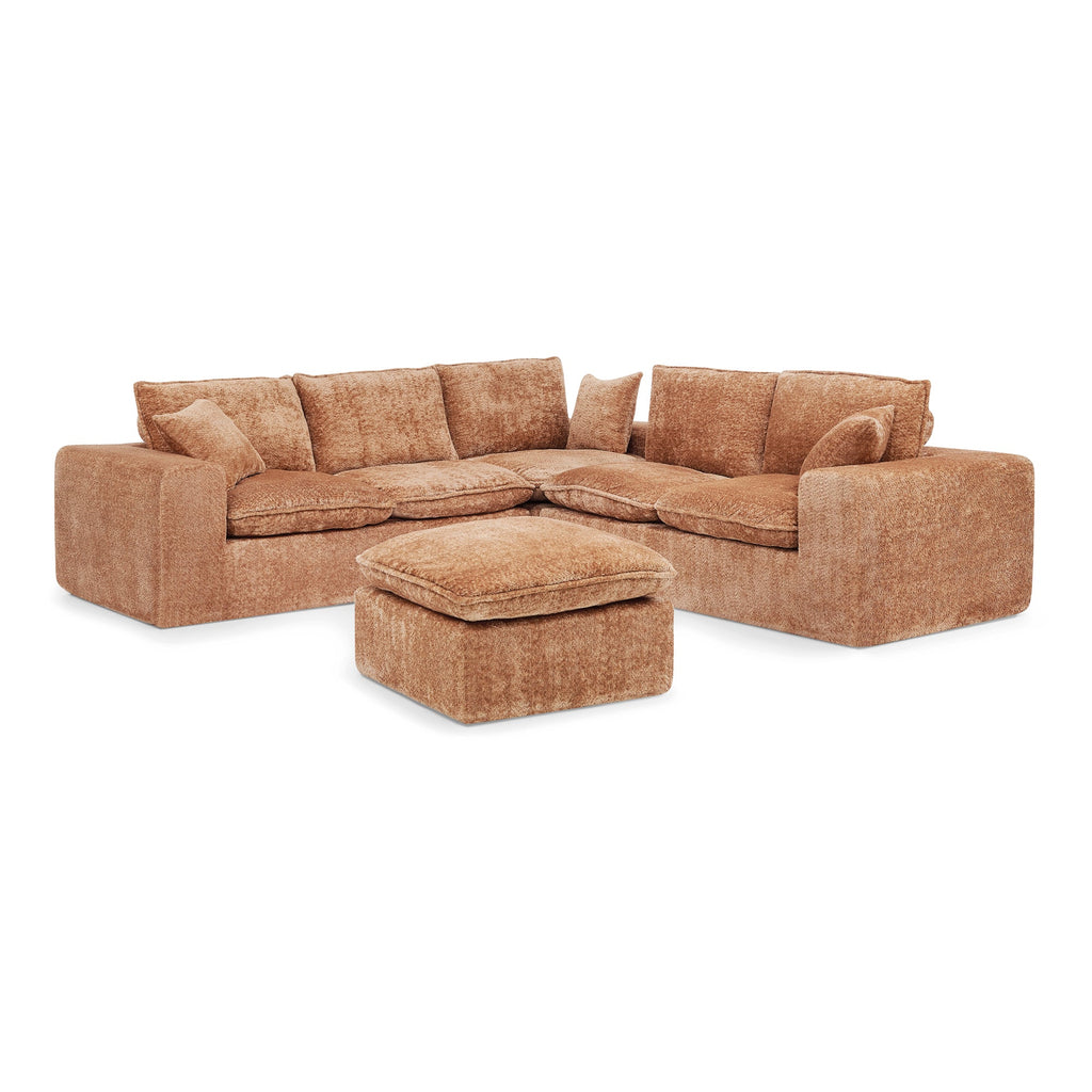 Sectional Sofa Modular Boucle Orange 6 Seat Ottoman 107 In No Assembly
