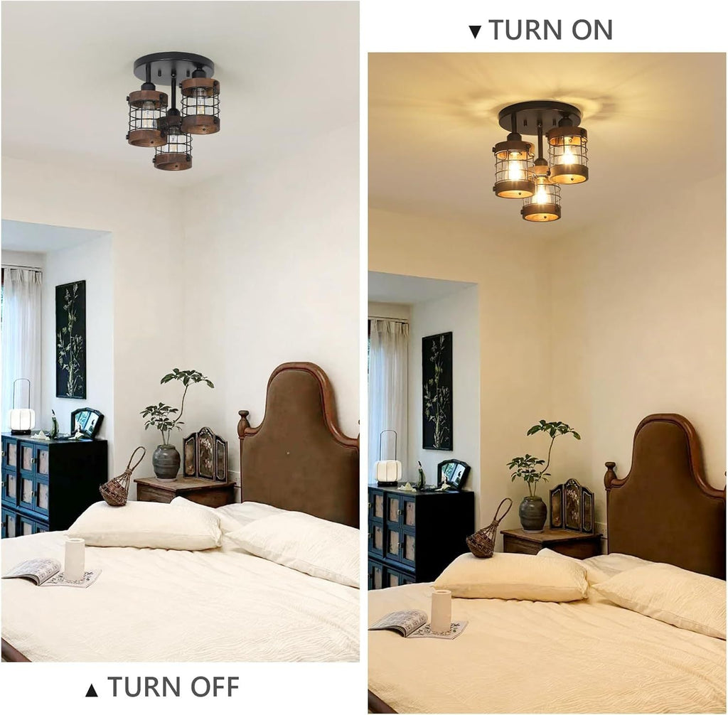 Semi Flush Mount Ceiling Light 3-Light Farmhouse Chandelier Fixtures