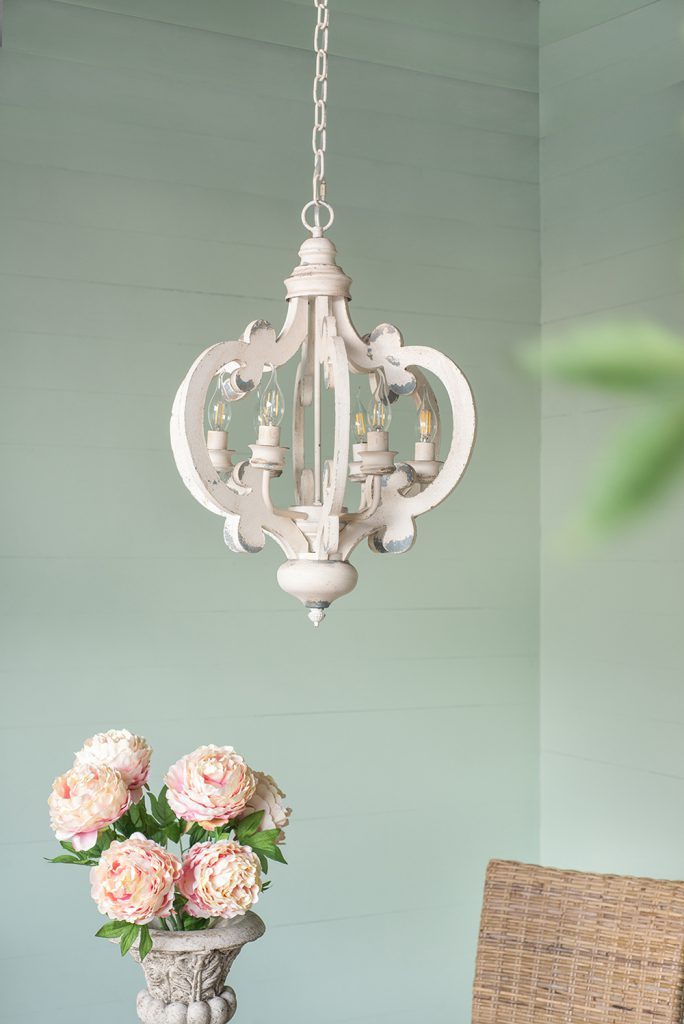 French Country Wood Chandelier 6-Light Farmhouse Pendant Adjustable Chain