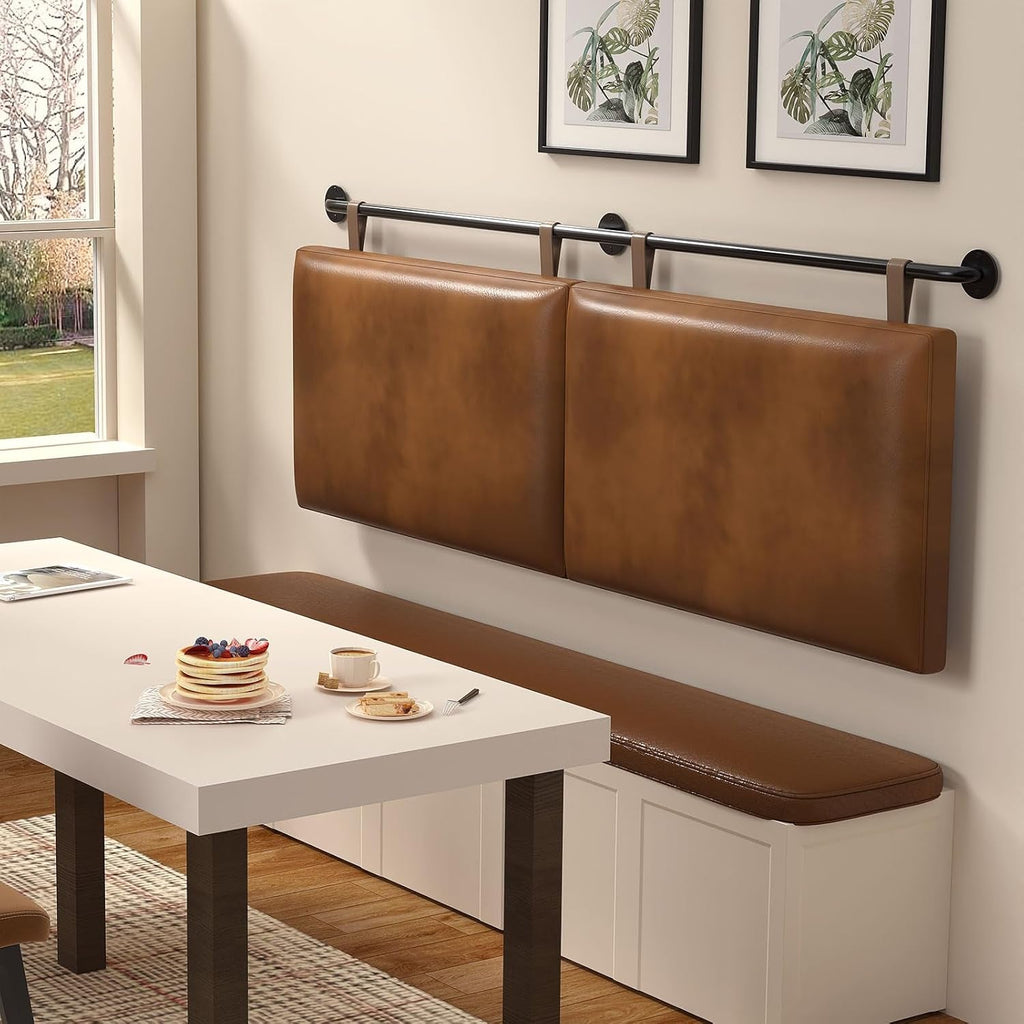Brown King Size Wall Mounted PU Leather Headboard
