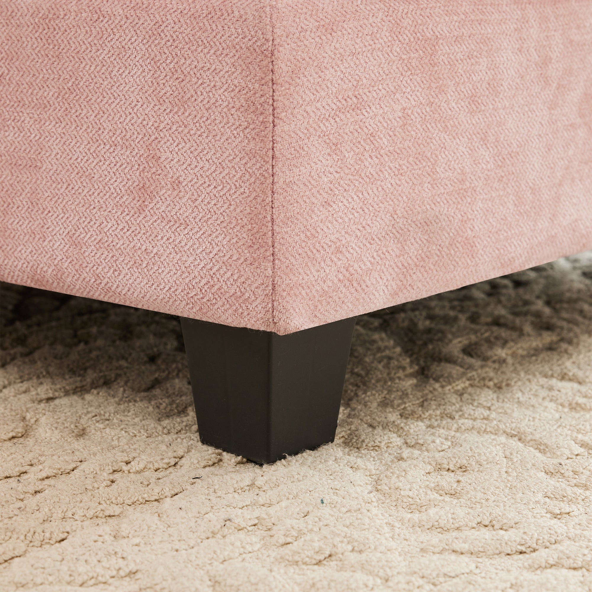 Sectional Sofa Modular Chenille Pink 3-Seat Tufted Pleated Cloud Style