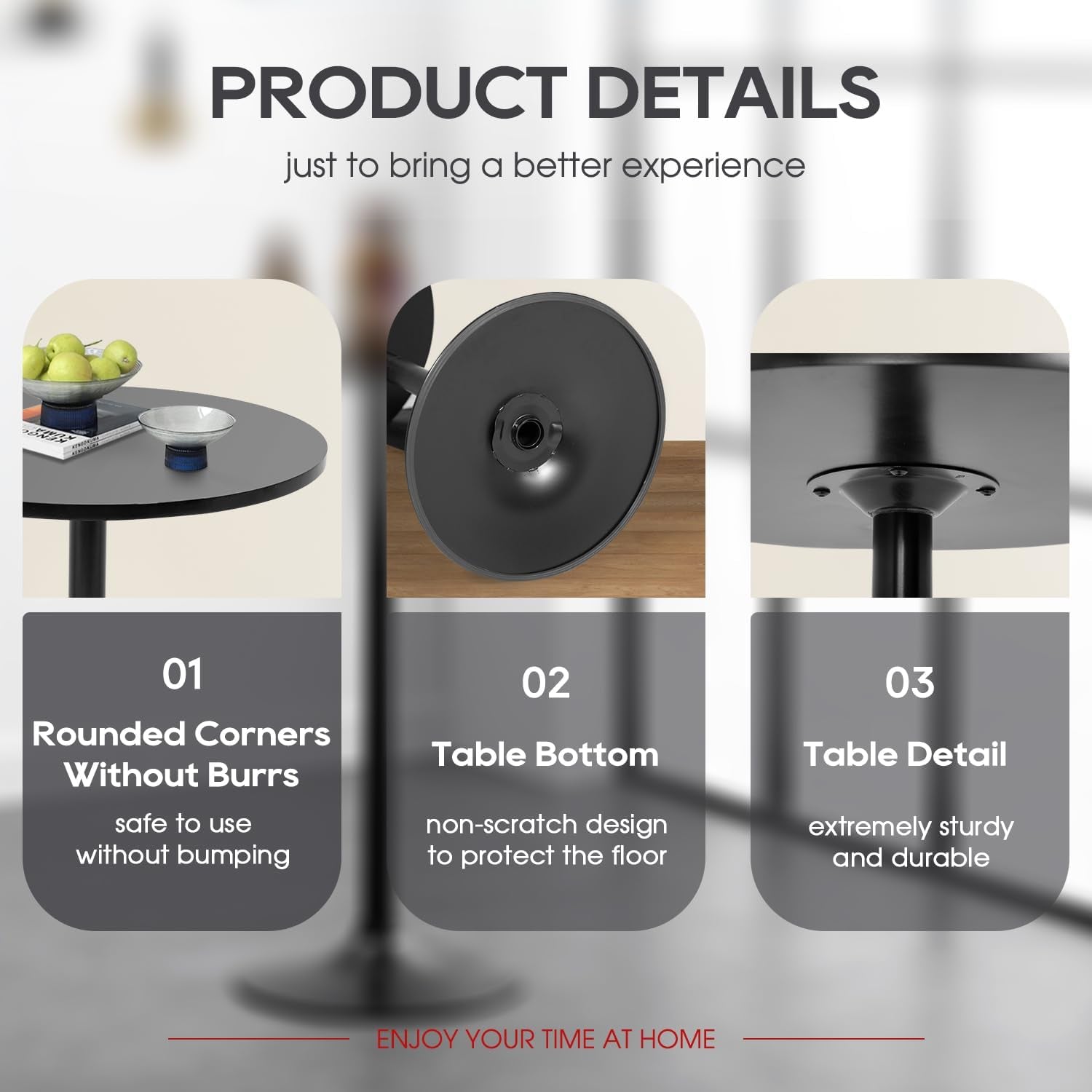 40 Inch Round Bistro Pub Table Industrial Grade MDF Top