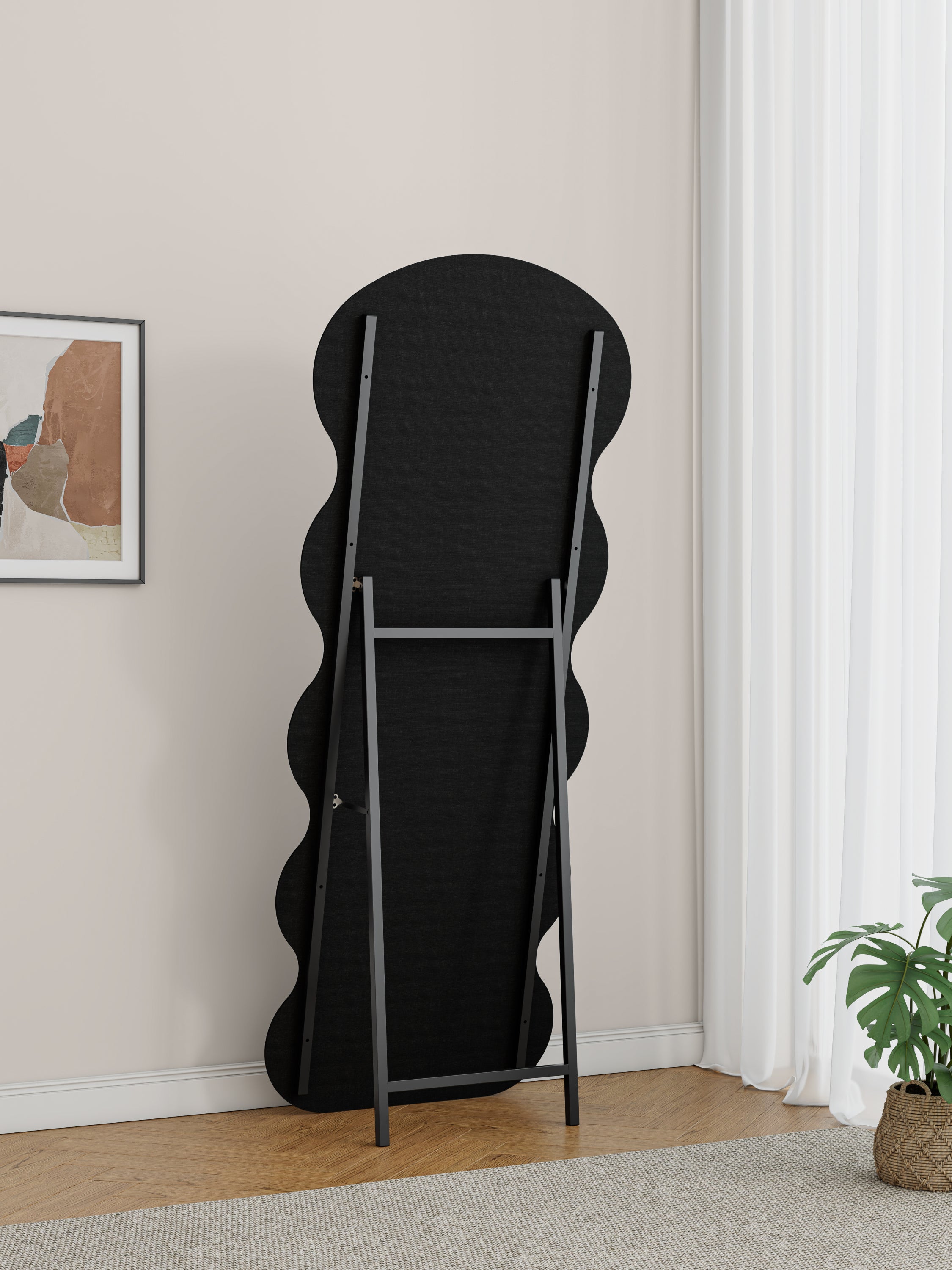 Full Length Floor Mirror Wave Black Standing Bedroom Living Room Mirror