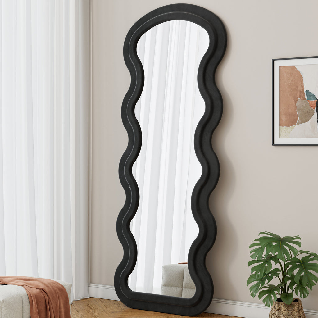 Full Length Floor Mirror Wave Black Standing Bedroom Living Room Mirror