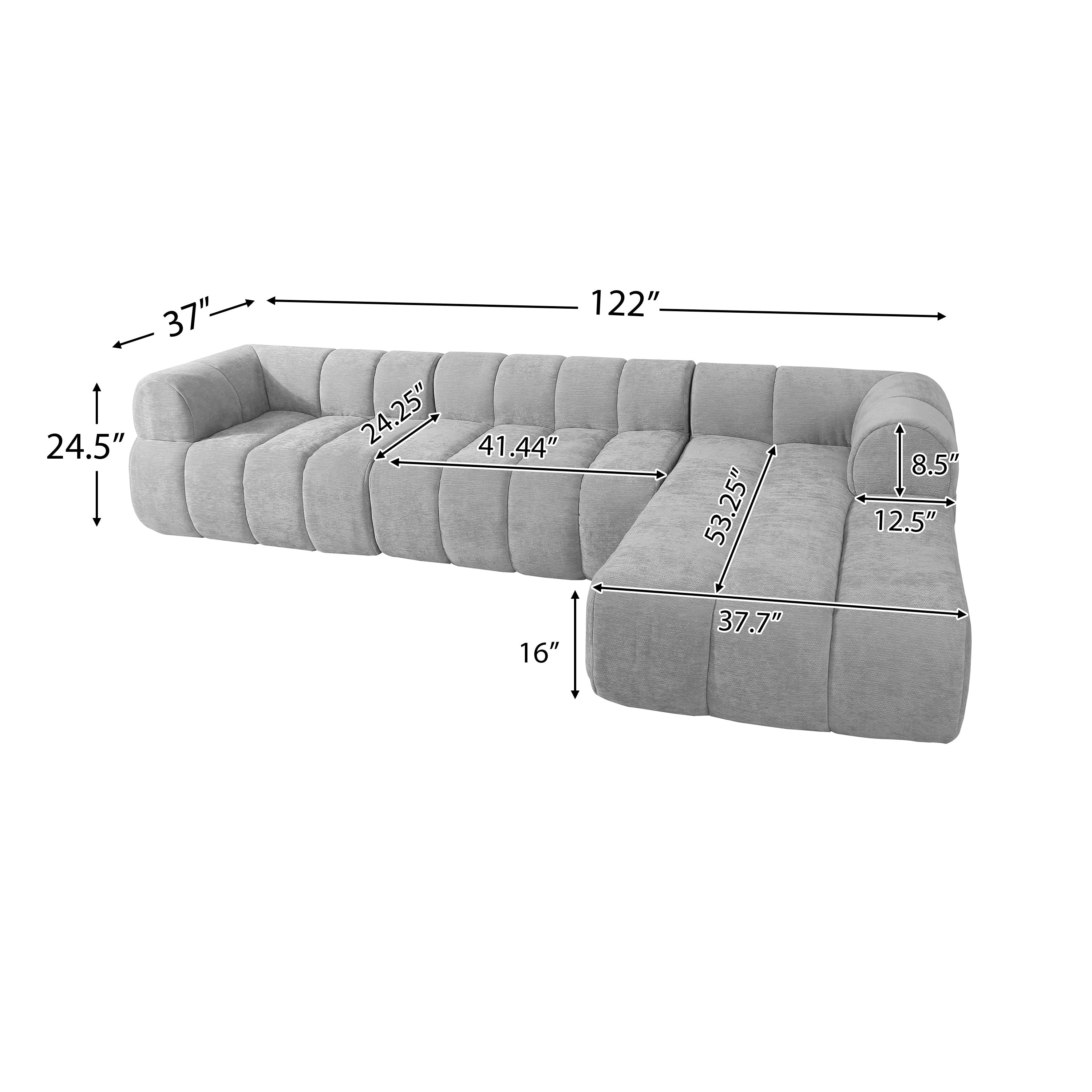 Sectional Sofa l Shaped Modern with Chaise Right Hand Facing 2 Piece Set