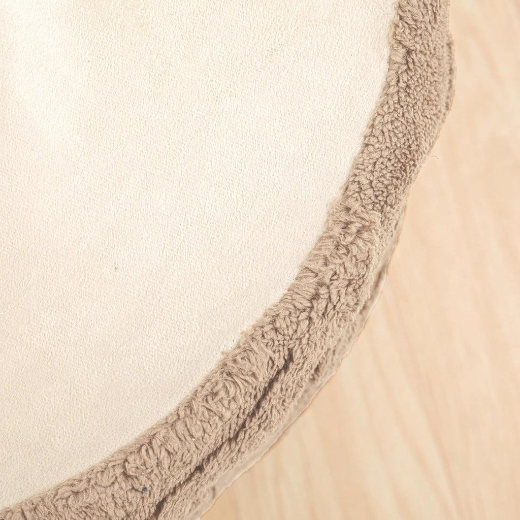 Khaki Round Ottoman Pouf 20x20x14 Inches Luxurious