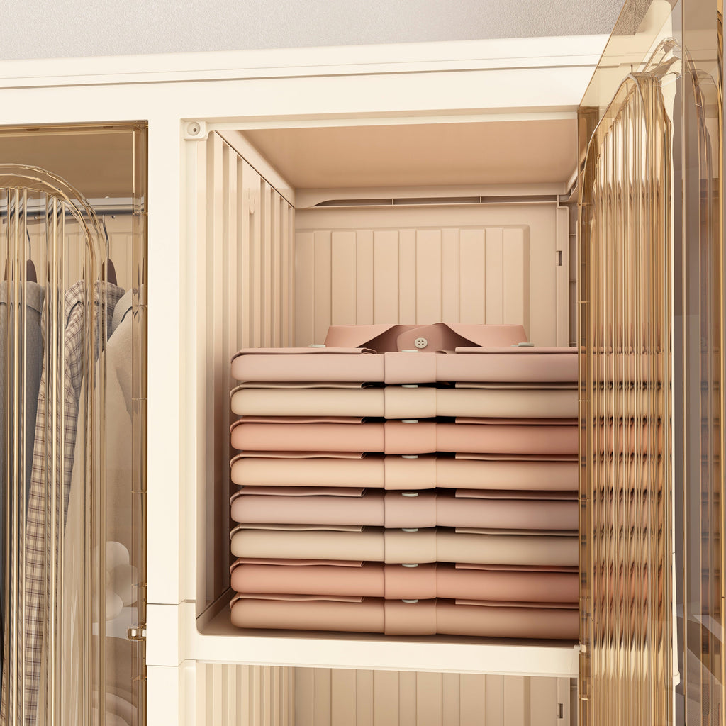 Wardrobe Closet Organizer PP Creamy White 12-Cube Hanging Rod 48x62.2 In