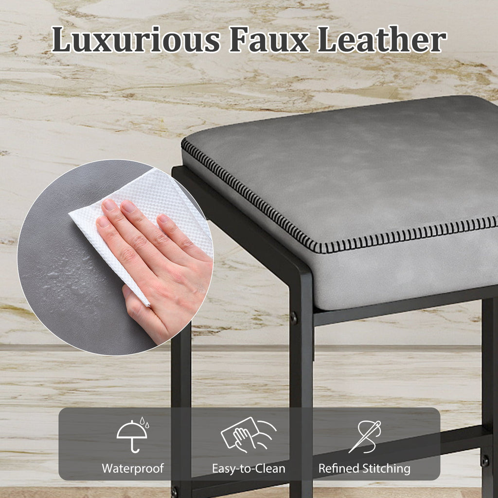 26 inch Bar Stools Set of 2 Counter Height Barstools with Faux Leather Upholstered Seat