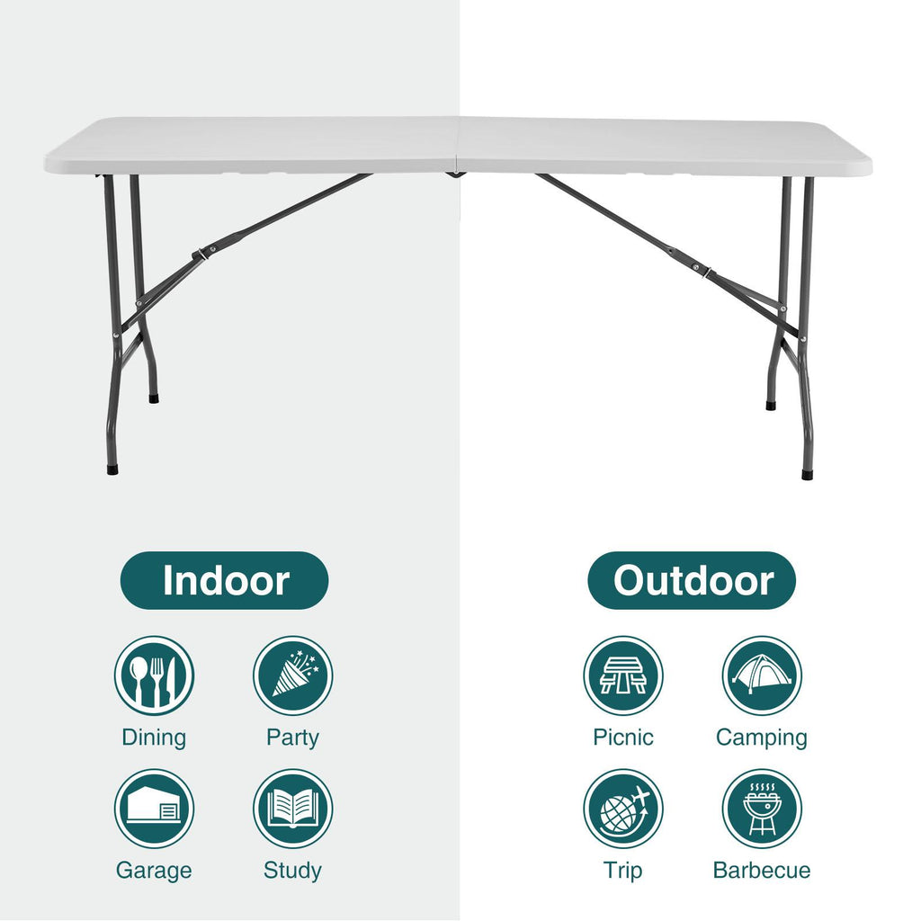 Folding Table Outdoor Indoor Heavy Duty Portable Table with Carrying Handle for Camping Picnic Party