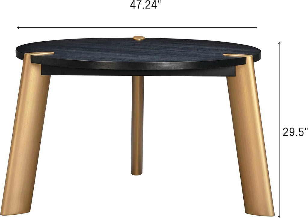 Tribase 47 Inch Round Burnt Black Dining Table Modern
