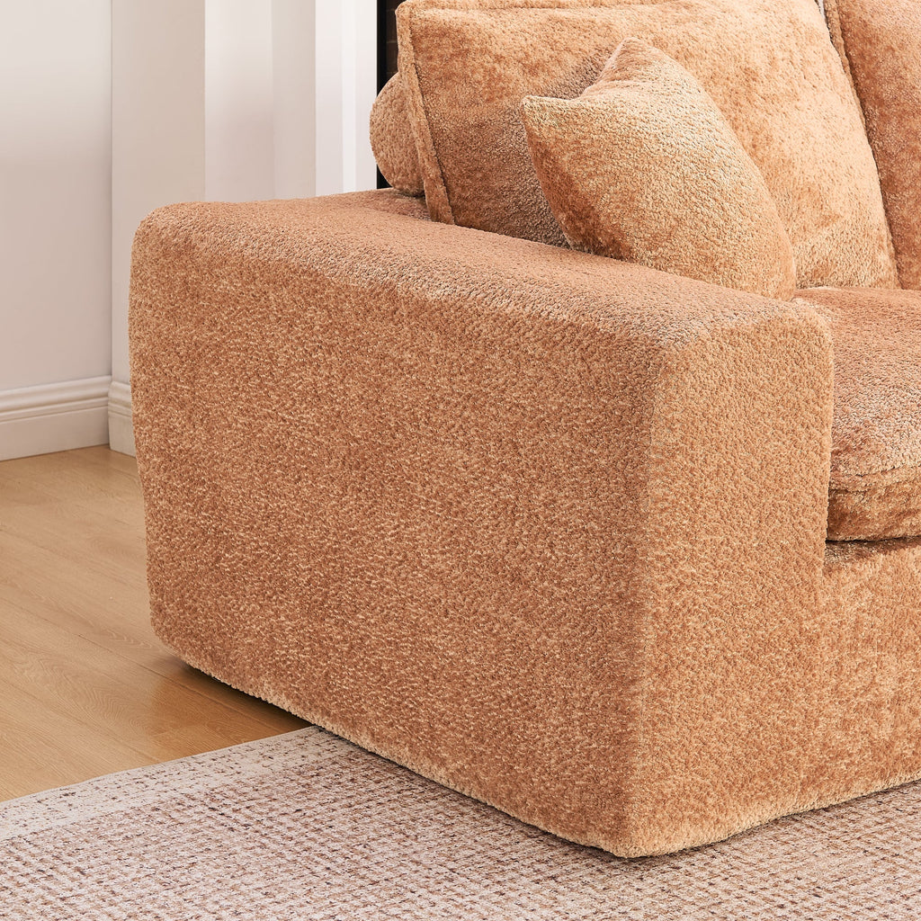 Sectional Sofa Modular Boucle Orange 6 Seat Ottoman 107 In No Assembly