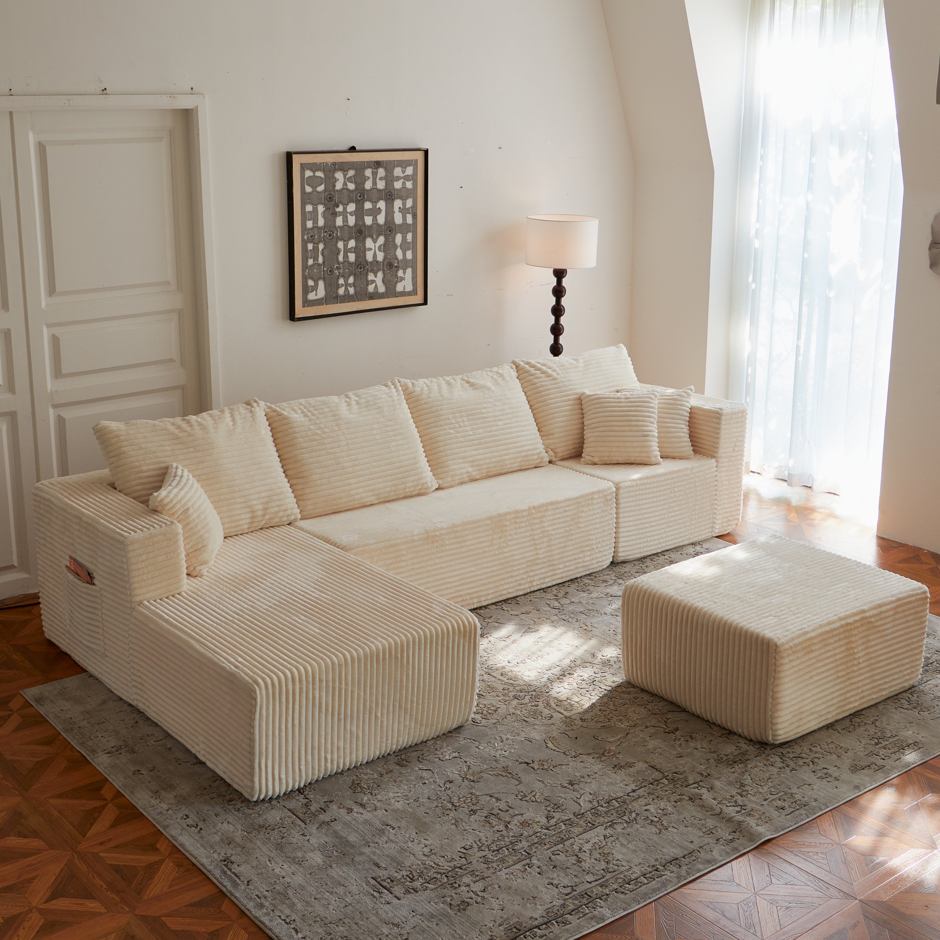 Sectional Sofa U Shape Cloud Modular Deep Seat Upholstered No Assembly