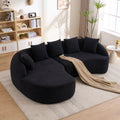 Sectional Sofa l Shaped with Curved Chaise Black Chenille Sleeper