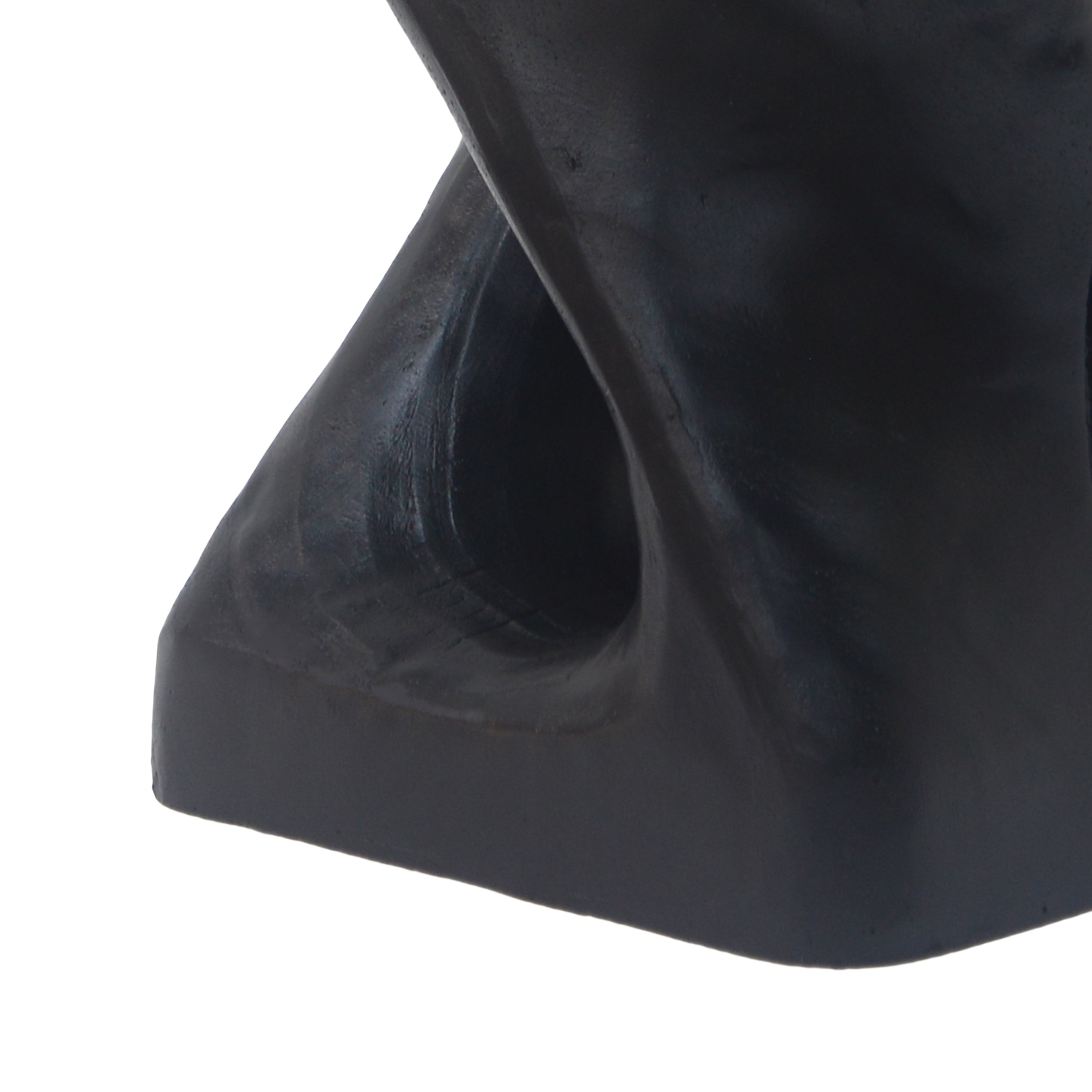 MGO Twist Shape Side Table, Wood-like Texture, Black, 11.75x11.75x16 in