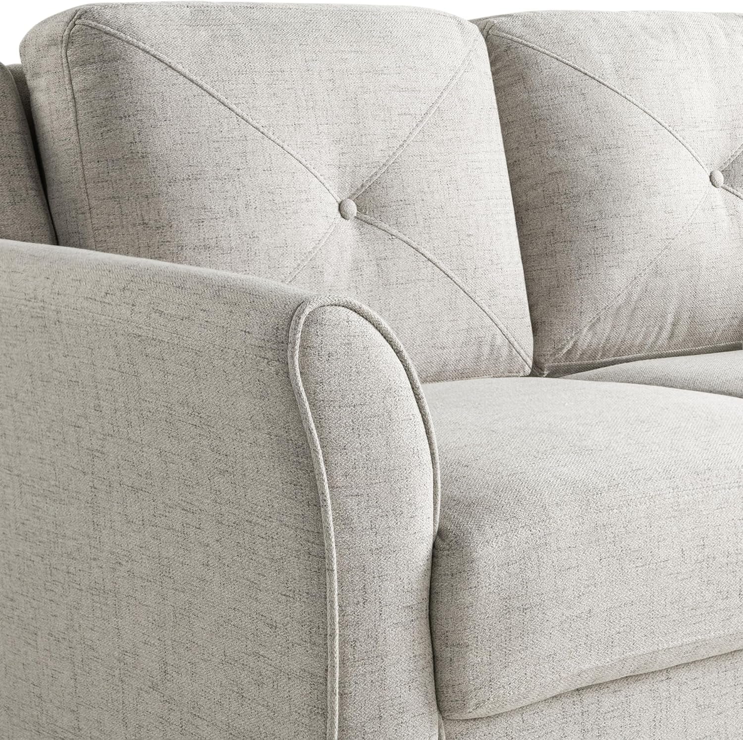 Harrington Sofa Beige With Curved Arms For Living Room