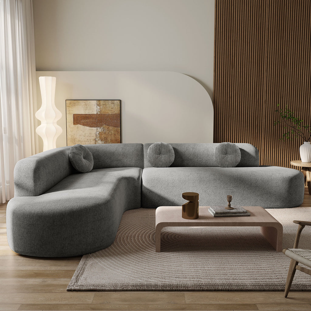 Sofa Sectional Modern Curved Design Soft Fabric Upholstery Roomy 122 Inch Length