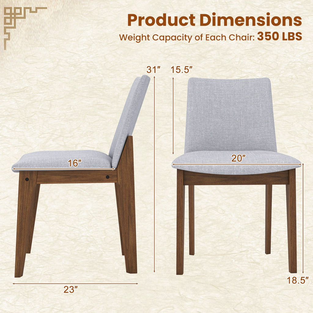 Set of 2 Wooden Dining Chairs Upholstered with High Curved Back-Walnut