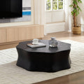 Black Petal Coffee Table, Fiberglass with Birch Wood Grain Veneer, Living Room