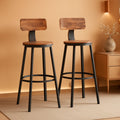 Bar Stools Set Of 2 Counter Height 28.7 Inch With Back Rustic Brown And Black