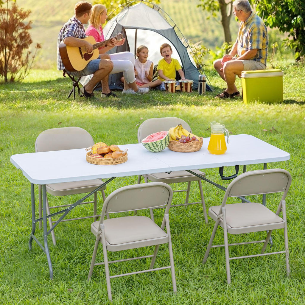 Folding Table Outdoor Indoor Heavy Duty Portable Table with Carrying Handle for Camping Picnic Party