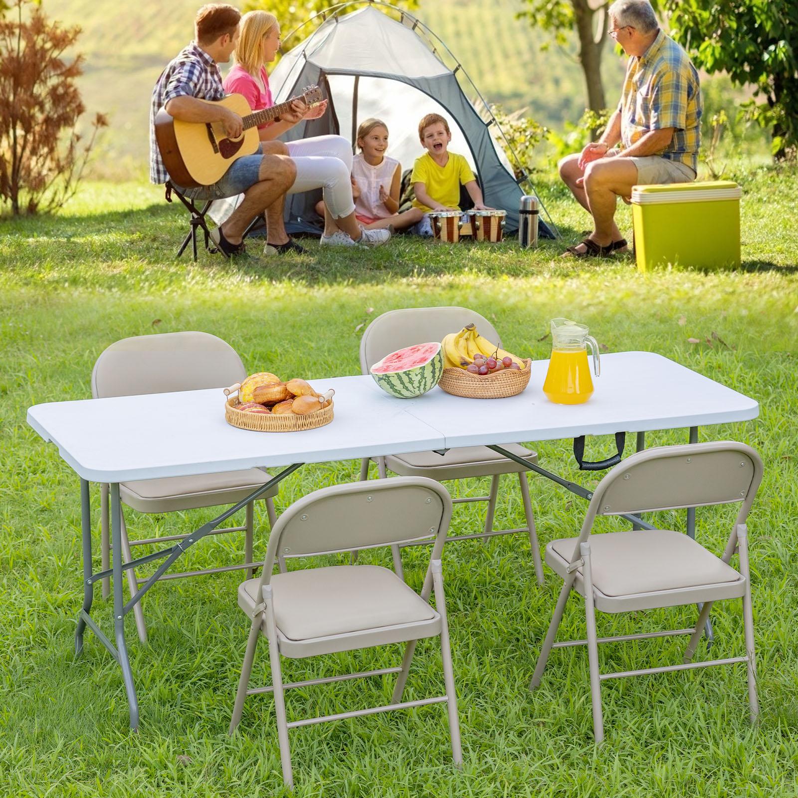 Folding Table Outdoor Indoor Heavy Duty Portable Table with Carrying Handle for Camping Picnic Party